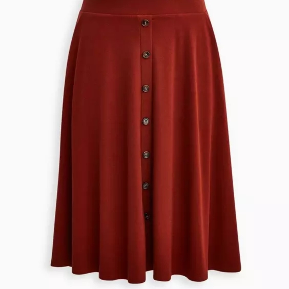 Torrid Midi Rib Button A-Line Skirt